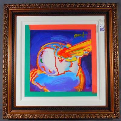 PETER MAX (1937-    ) GERMAN MIXED MEDIA AND ACRYLIC "I LOVE THE WORLD"