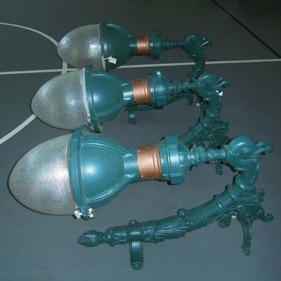 THREE OF MANY LARGE GENERAL ELECTRIC COMPANY OUTDOOR DETROIT STREET SCONCES