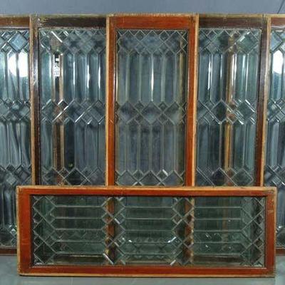 GROUP OF SIX FINE VINTAGE LEADED GLASS WINDOWS
