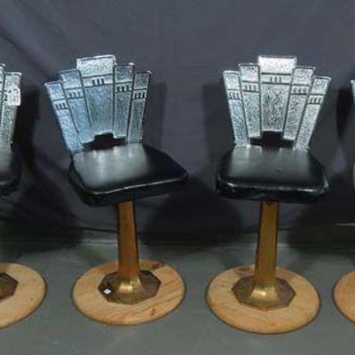 GROUP OF FOUR ORIGINAL ART DECO SODA FOUNTAIN STOOLS