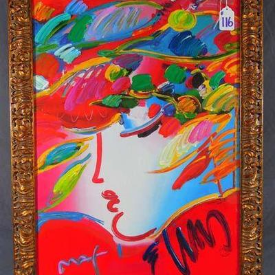 PETER MAX (1937-    ) GERMAN MIXED MEDIA AND ACRYLIC "BLUSHING BEAUTY"