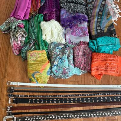 Assortment Of Scarfs & Belts 
