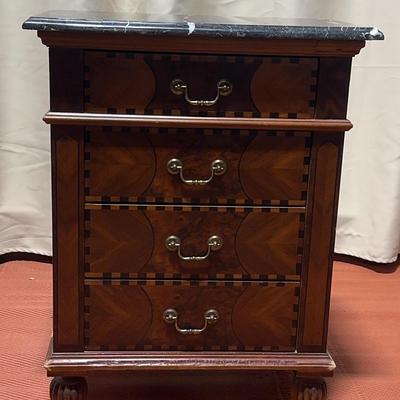 Marble Top Bedside Chest Of Drawers