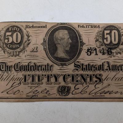 1864 Confederate 50 Cent Note