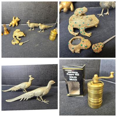Vintage Brass & Metals: Peacock Couple, Bejeweled Frog, Bear