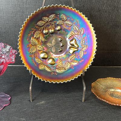 Carnival And Dusty Rose Fenton Glass 