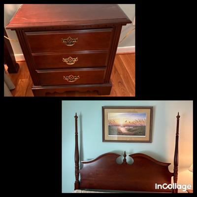 Cherry King Bedframe & Nightstand 