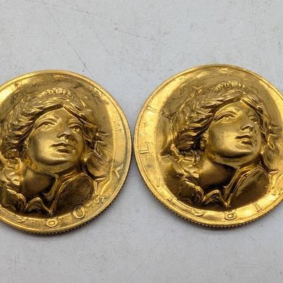 Gold Plated Half Dollars With 3D Punched Faces