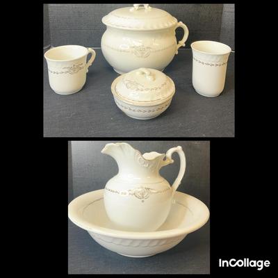 Vintage Picture, Wash Bowl, And China