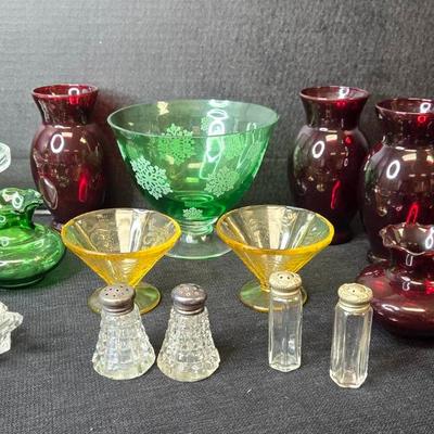 Vintage Colored Glassware, Depression Glass