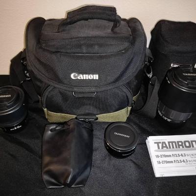 Assortment Of Tamron Lenses Plus Canon Carrying Bag