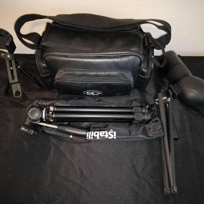Camera Tripods And Stabilizers Plus Bag Of Camera Accessories