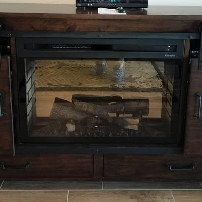 Dimplex Fireplace TV Stand With Sliding Doors And 4 Drawers