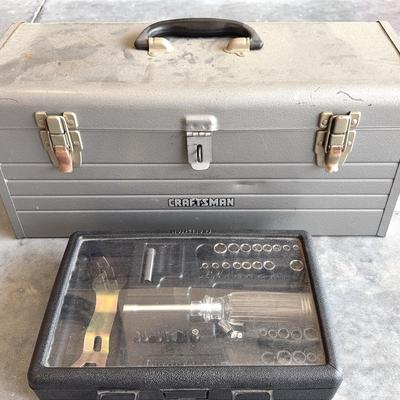Vintage Craftsman 20” Metal Tool Box & Craftsman Driver Set