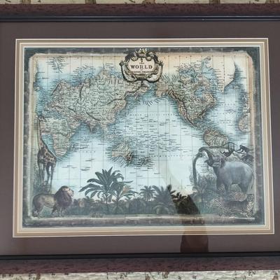 The World Of Mercator's Projection Vintage Framed Print
