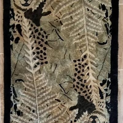 "Son Of Predator Green" Vintage Jungle Leopard Patterned Floor Rug