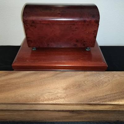 Diamond Crown Cigar Box, Napa Style Spice Box, And Small Decorative Wooden Chest