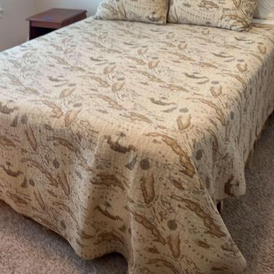 Queen Bed With Bedding and Frame