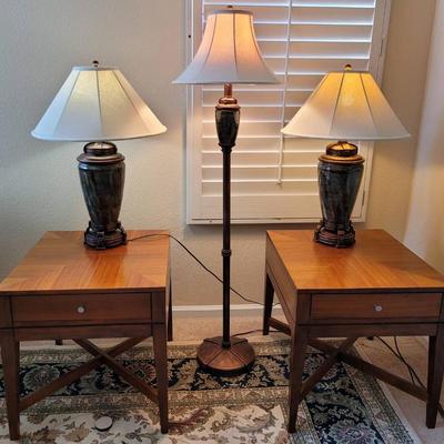 Two End Tables & Three Lamps 