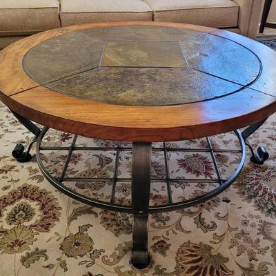 Stone & Wood Top Coffee Table 