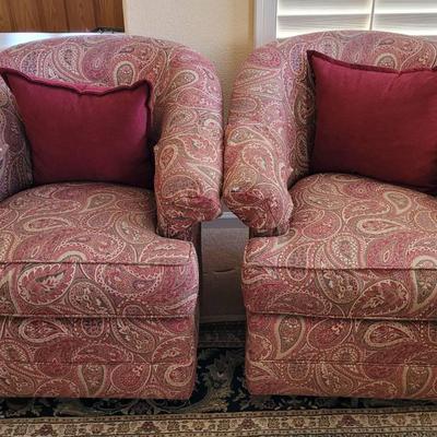 Thomasville Swivel Barrel Chairs 