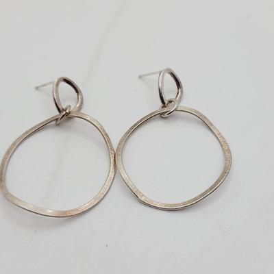 Sterling Silver Earrings Drop Dangle Circles 