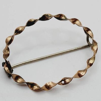 Gold Plate Twist Pin or Brooch Antique