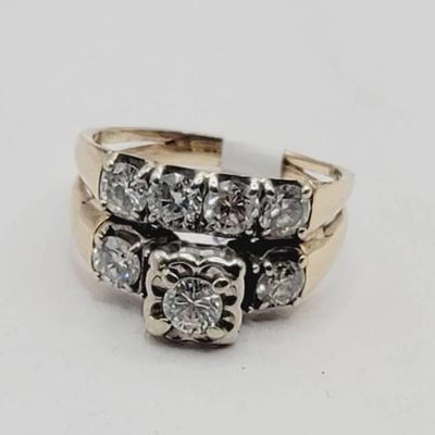 Fused Wedding and Engagement Ring Set 1.75 TCW  
Size 8.5 Yellow Gold