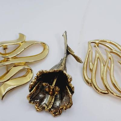 Signed Pins Organic Style Monet Art Anne Klein 3pc 