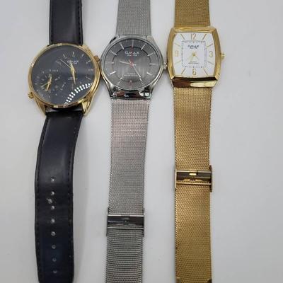 OMAX Men's Watches Black, Silver, & Gold 3pc Lot