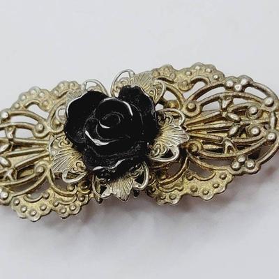 Metal Hair Clip 3D Black Vintage