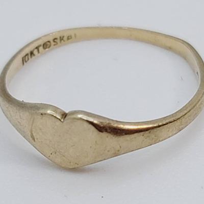 10k Yellow Gold Small Heart Ring Sz 5