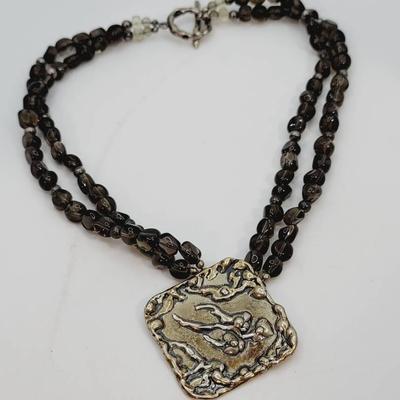 Artisan Unsigned Abstract Necklace Clouds Figural Beautiful 