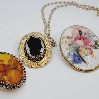 3pc Romantic Pins Pendant Jewelry Lot