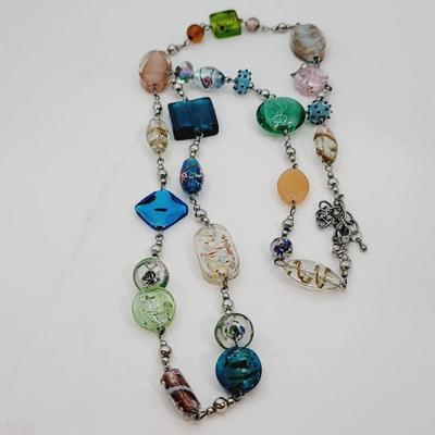 Premier Designs Art Glass Colorful Necklace 