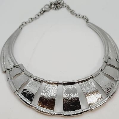 Dramatic Silver Tone Chico's Bib Collar Necklace 