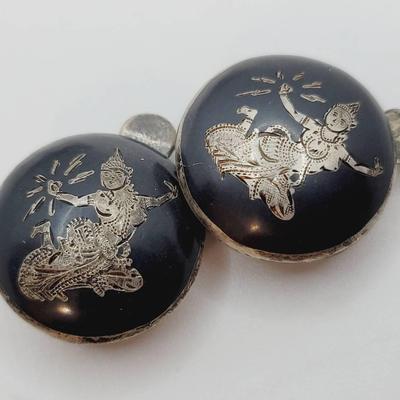 Sterling Siam Thai Nakon Dancer Earrings Clip