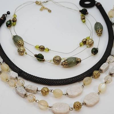 3pc Earth Tone Costume Jewelry Necklaces