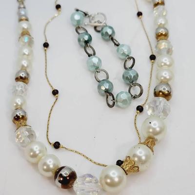 Golden and Blue Costume Jewelry Lot 3 Pc 