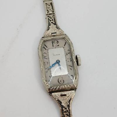 Elgin 14k White Gold Case Women's Watch Antique