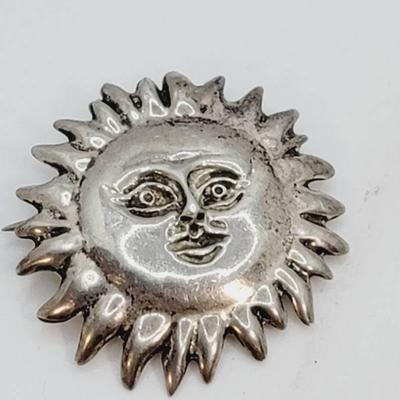 Celestial Shinning Sun Pin 925 Sterling Signed