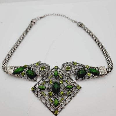 Wickedly Beautiful Rhinestone and Silver Tone Necklace