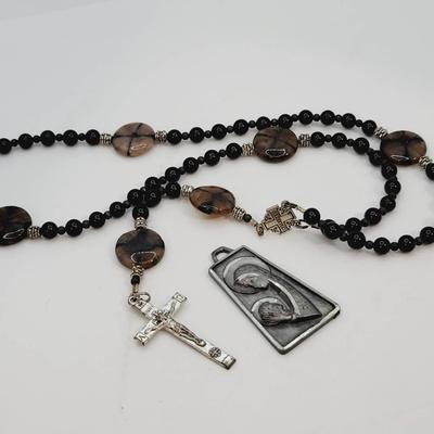 Faith Set Stone Rosary and Mary and Child Pendant 