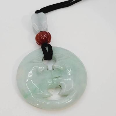 Jade Double Crescent Moon Asian Pendant