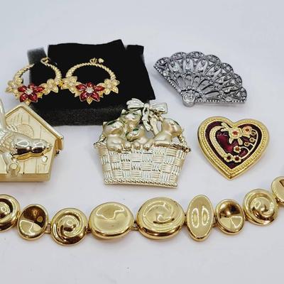 Fan Heart Kittens Flowers Costume Jewelry 