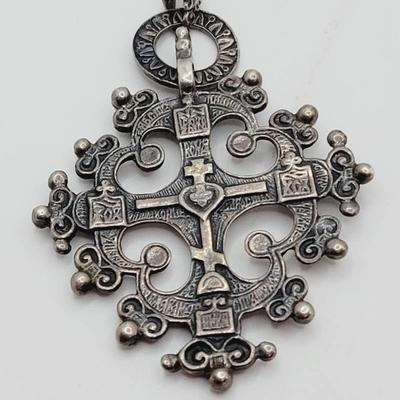 GUGLIELMO CINI Boston Italian Sterling Silver 925 Renaissance Revival Cross Vintage