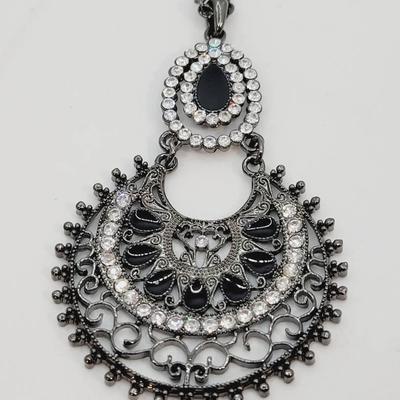 Park Lane Glam Rhinestone Crescent Necklace 