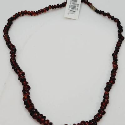 NWT Sterling and Amber Beaded Necklace