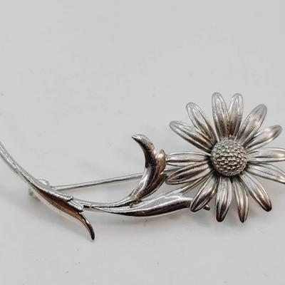 Sterling Silver 925 Floral Daisy Pin Brooch