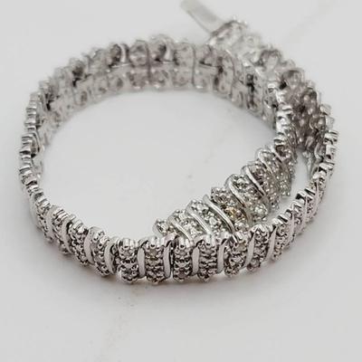 Sterling Fas Diamond Chip Bracelet Italy 925